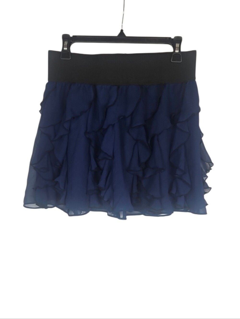Y2K Express Chiffon Ruffle Navy Blue Black Mini Skirt Whimsigoth Romantic Party